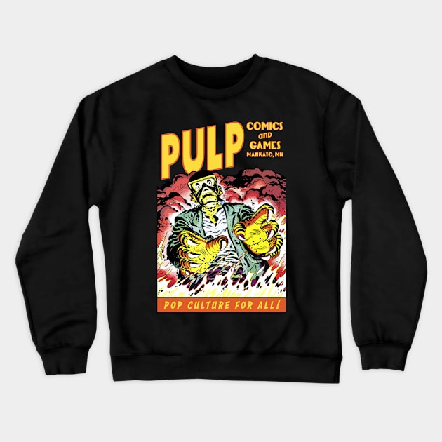 Pulp Robot Flames Crewneck Sweatshirt by PULP Comics and Games